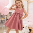 thumbnail image 2 of NOLDARES Girls Summer Dresses with Ruffle Sleeveless Casual A-Line Twirly School Sund(Pink,4-5 Years), 2 of 9