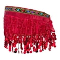 thumbnail image 1 of Pañuelo de cadera para danza del vientre con cinturón de borlas y falda pareo con lentejuelas, cadena para la cintura, para Rojo, 1 of 9