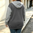 thumbnail image 6 of Plus Size Zip Up Hoodie for Women Color Block Long Sleeve Sweatshirt with Pockets for Fall Winter, 6 of 7