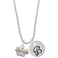thumbnail image 1 of Delight Jewelry Silvertone Easter Egg Basket Silvertone Script Initial Disc - B - Charm Necklace, 20"+3", 1 of 4