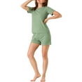 thumbnail image 5 of INSPIRE CHIC Women's Pajama Sets Sleepwear Cute Polka Dots Short Sleeve Nightwear Green X-Small, 5 of 7