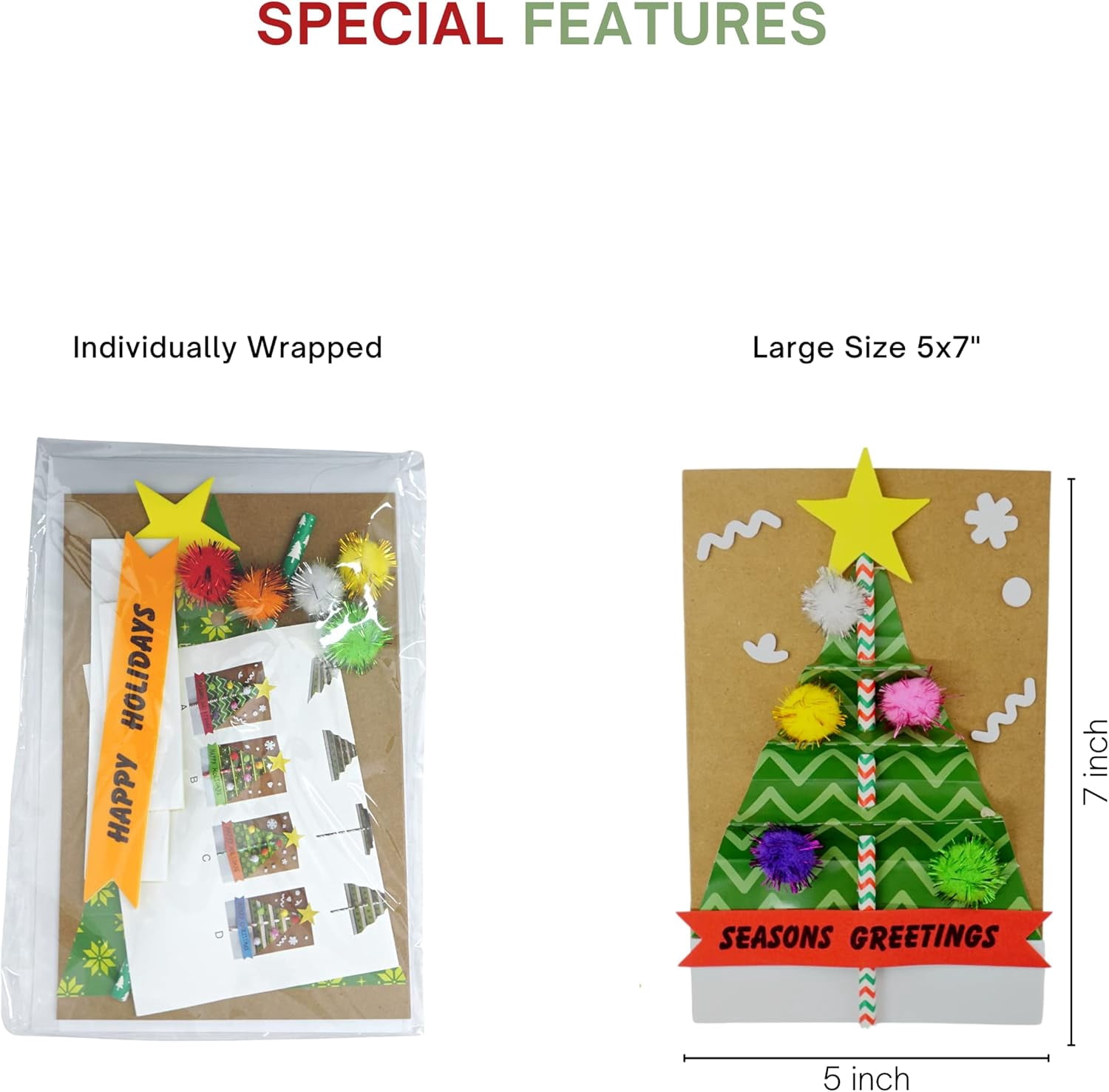 4E's Novelty 12 Pack 2024 Christmas Card Making Craft Kit for Kids & Adults - Individually Wrapped Holiday DIY Handmade Greeting Cards with Envelopes