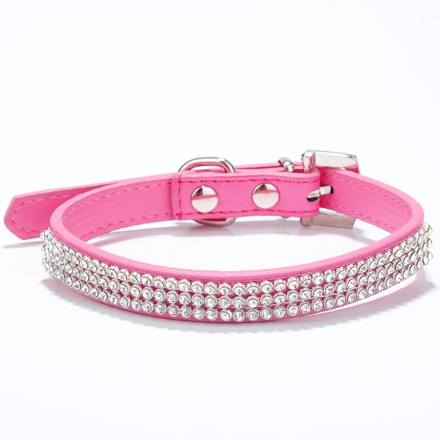 Collar para mascotas con brillantes diamantes de imitación, collar plano de malla con diamantes, cadena de PU para perros, suministros para mascotas con forma de baya