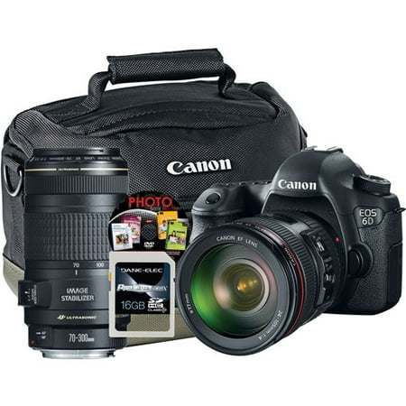 Canon Black EOS 6D Digital SLR Camera with 20.2 Megapixels, EF 24-105mm Standard Lens and EF 70-300mm Telephoto Lens Included