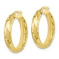 thumbnail image 2 of 10K Polished Textured Twisted Hoop Earrings, 2 of 2