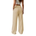 thumbnail image 6 of Dxzfnsa Women's Wide Leg Sweatpants Casual Solid Color Straight Leg Sweat Pants Womens Soft Drawstring Elastic Pants with Pockets, 6 of 6