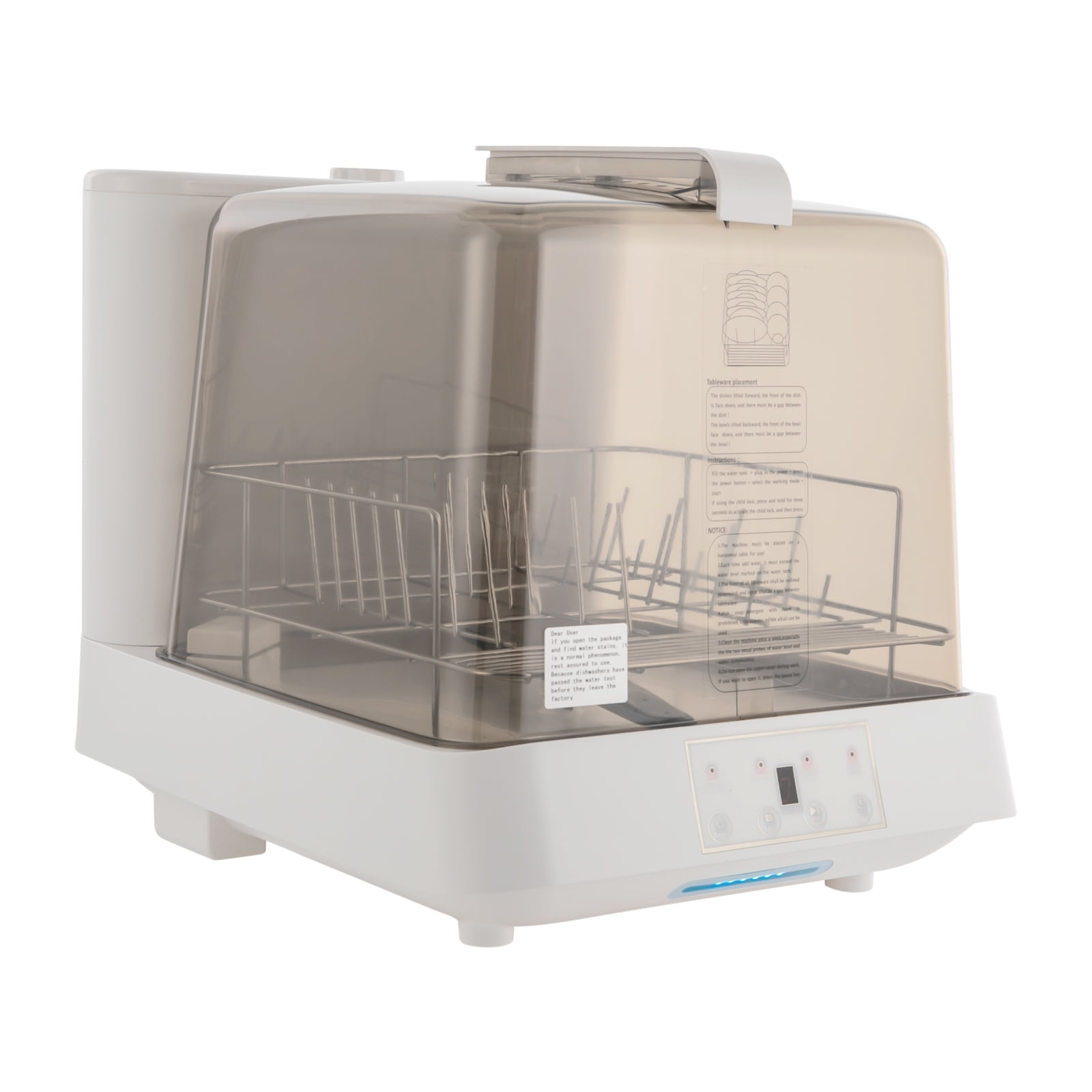 48*38*40cm Rectangle Portable Countertop Dishwasher Automatic Dishwashing with Tank Mini Dishwasher White Brown