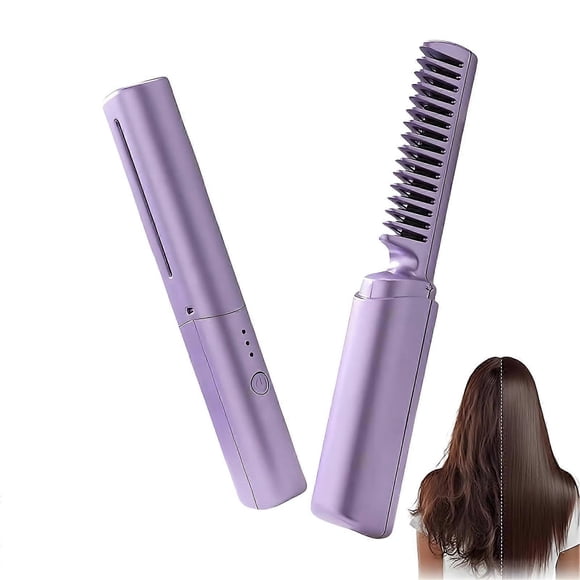 Cepillo alisador de cabello con tecnología de iones antiestáticos, peine de cerámica para viajes, pelucas y mujeres.