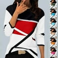 thumbnail image 4 of Xunlbb Womens Long Sleeve Tops Women's Casual Geometry Printed T-shirt Long Sleeve Blouse Round Neck Casual Tops S-2XL, 4 of 4