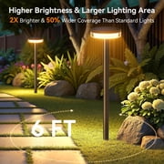Solar Pathway Lights Outdoor, 6 Pack 2X Brighter Solar Lights Outdoor Waterproof, Taller Pathway Light with Larger Panel, Auto On/Off Up to 12Hrs Driveway Light for Yard Outside Patio Path Lawn