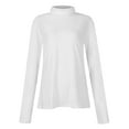 thumbnail image 3 of JGNGSHN Long Sleeve Blouses for Women 2025 Fall Turtleneck Slim Fit Lightweight Underwear Tops Soft Solid Tee Shirt White, 3 of 5