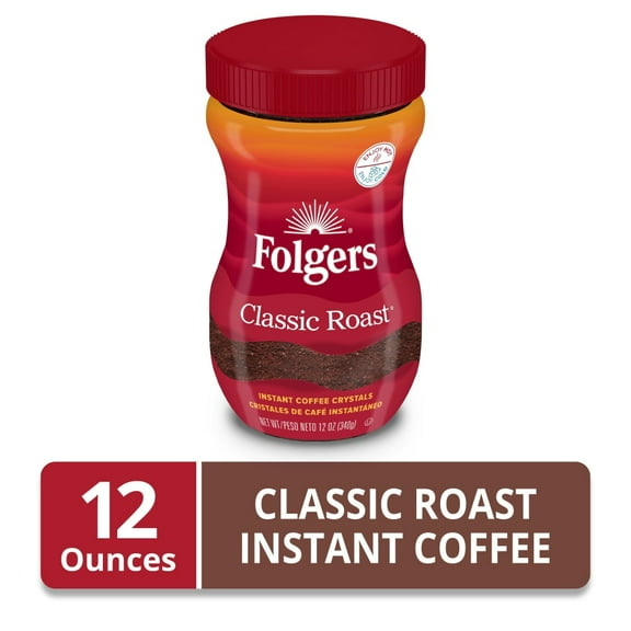 Pack of 2 Folgers Classic Roast Instant Coffee, 12 oz (Package May Vary)