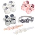 thumbnail image 4 of Walkers Zapatos Con Lazo De Princesa Para Bebés Niñas Con Diadema Conjunto De Primeros Caminantes Recién Nacido Prewalker Suave Antideslizante Suela Zapato 0-18 Meses, 4 of 4