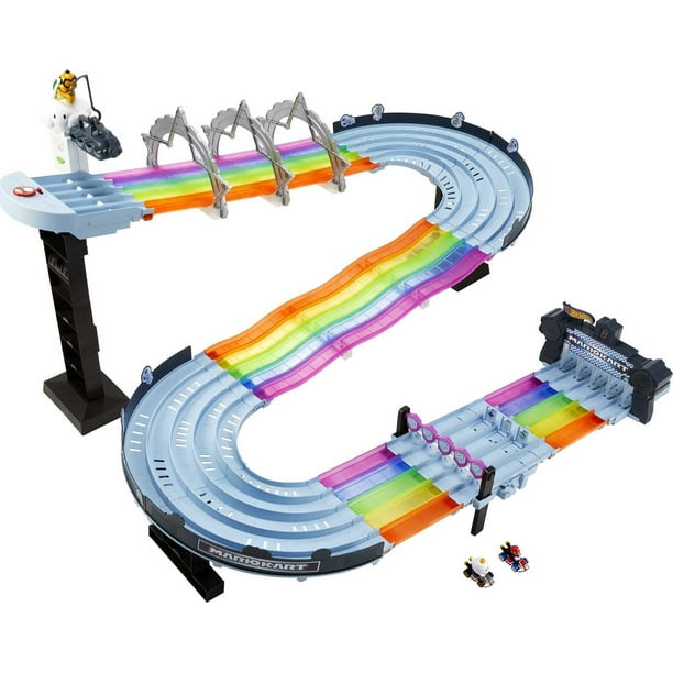 Hot Wheels Mario Kart Rainbow Road Raceway Set with 2 1:64 Scale Vehicles