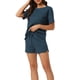 thumbnail image 1 of Conjuntos de lounge INSPIRE CHIC para mujeres, camiseta de waffle con pantalones cortos, ropa de estar en casa, sudaderas jogger con bolsillos, M azul, 1 of 5