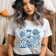 thumbnail image 2 of Blue Seashell and Bow T-Shirt, Elegant Ocean-Inspired Graphic Tee for Women, Graphite Heather, Size 2XL, 2 of 6