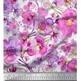 thumbnail image 1 of Soimoi Pink Satin Silk Fabric Pink Floral Print Fabric by The Yard 42 Inch Wide, 1 of 1
