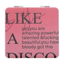 Unique Bargains 1 Pc Fashion Makeup Mirror for Travel Vacation Pink PU Stainless Steel Glass