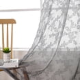 thumbnail image 3 of Bazaahm Sheer Lace Grey Curtains for Bedroom Living Room 95"L x 55"W Farmhouse Rose Floral Embroidery Rod Pocket Drapery, Set of 2, 3 of 6