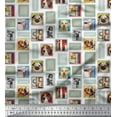 thumbnail image 1 of Soimoi Rayon Fabric Frames,Women & Dogs Patchwork Decor Fabric Printed Yard 56 Inch Wide, 1 of 3