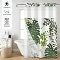 thumbnail image 2 of Mizhona Shower Curtain with Snap in Liner,Nature Palm Leaves No Hook Fabric Bathroom Curtain,71"× 74", 2 of 6