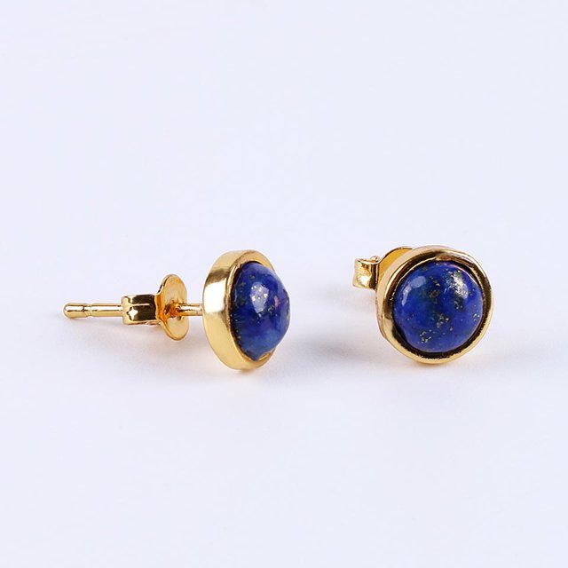 Women Gold Color Ear Piercing Stone Bead Onyx Black Crystal Earring