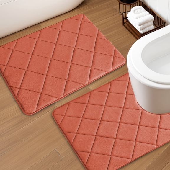 ChakmeOne Bathroom Rug Set 2 Pieces Bath Mats for Bathroom Floor Absorbent&Non Slip Bathroom Rug for Tub and Shower, (24"x20"  24"x16")