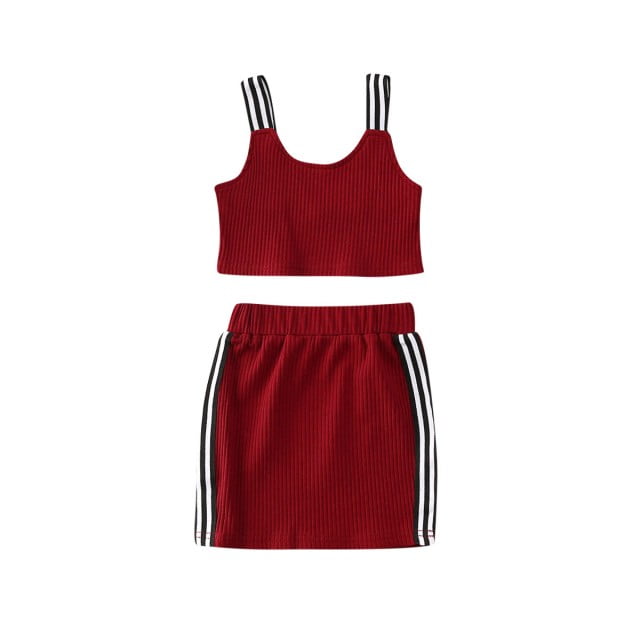 Infant Toddler Baby Girl Sleeveless Halter Crop Top Vest Tight Skirt Summer Casual Outfit
