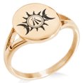 thumbnail image 1 of Stainless Steel Celtic Awen Arwen Sun & Moon Minimalist Oval Top Polished Statement Signet Ring, 1 of 1