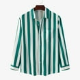 thumbnail image 2 of Men Striped Shirt Long Sleeve Turn Down Collar Loose Fit Botton Down Blouse for Daily Wear Work Lake Blue S, 2 of 5
