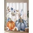 thumbnail image 4 of Fall Thanksgiving Shower Curtain, Orange White Blue Pumpkin Bathroom Decor Curtains Set with Hooks, Rustic Leaf Flower Waterproof Fabric Home Accessories， Stall 36 X 72 Inch, 4 of 6
