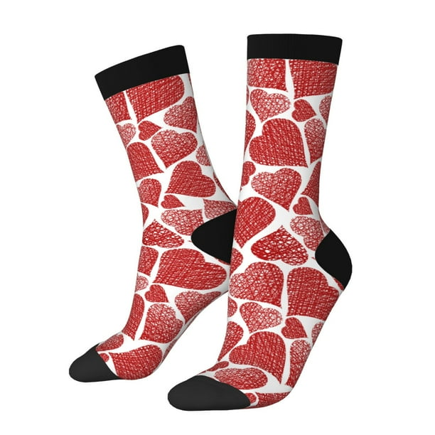 Balery Hearts Calcetas Largas con Estampado para Hombre y Mujer – Suaves y Transpirables, Talla Única (US 5-11)
