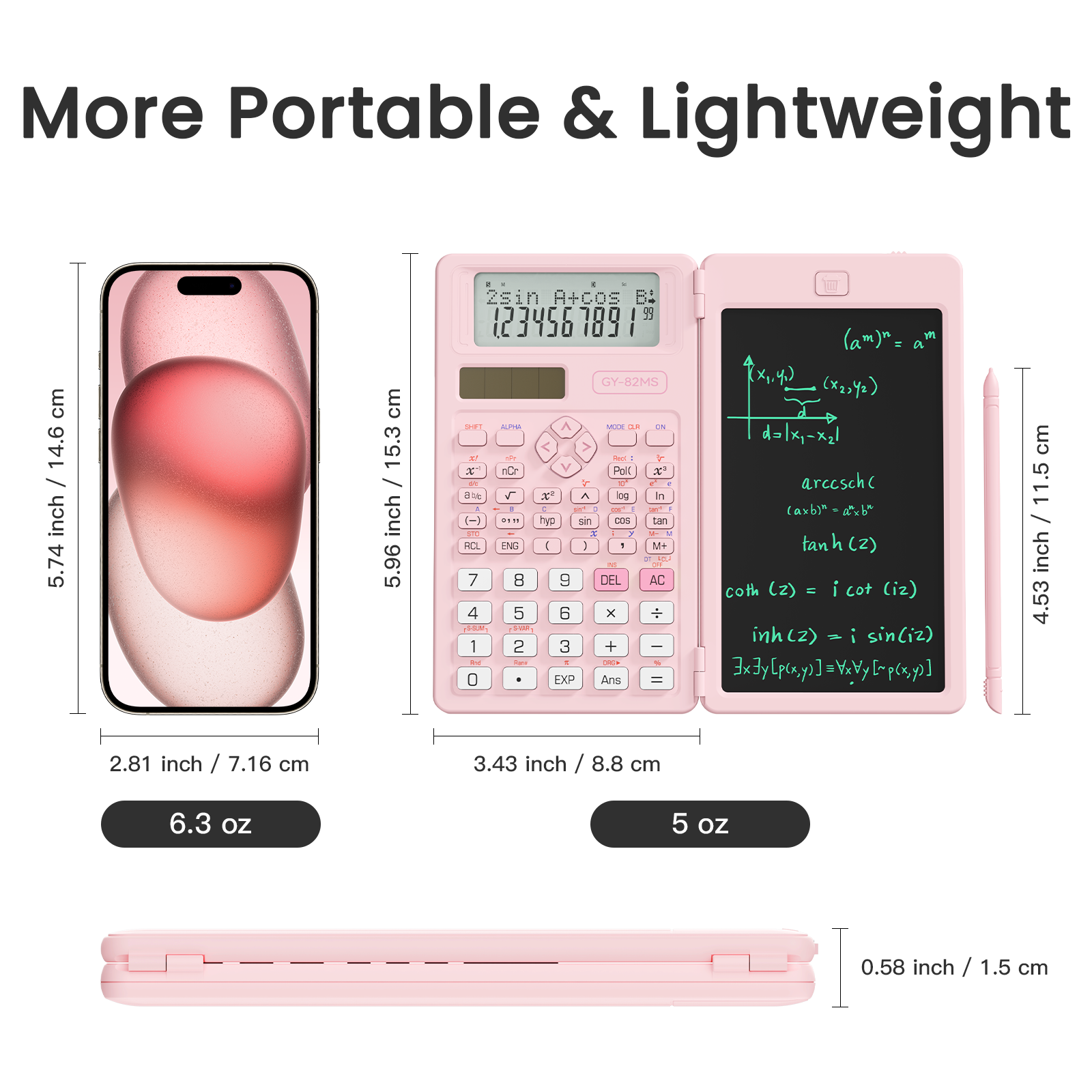 Newyes 82MS Scientific Calculator with Writing Tablet, Pink photo 4