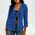 thumbnail image 5 of Lace Cardigans for Women Elegant 3/4 Sleeve Cardigans Lightweight Ladies Open Front Summer Cardigan Business Office Casual Bolero Shrug Womens Blouses for Dress Evening Party Wedding Daily Blue XXL, 5 of 7