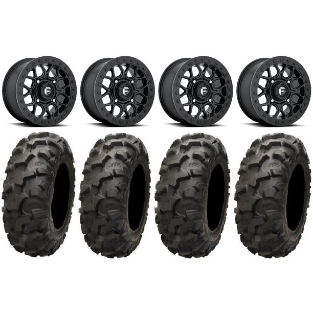 Fuel Tech Beadlock Black 15" Wheels 32" Blackwater Tires Polaris RZR XP