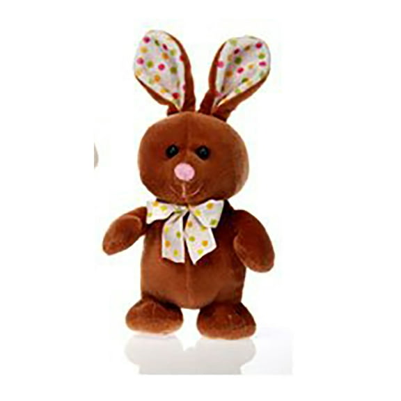 Standing Dark Brown Bunny with Polka Dot Trim 8" By Fiesta
