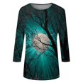 thumbnail image 5 of Womens Halloween Holiday Outfit Shirt,Halloween Scary Ghost Print Shirts Halloween Casual 3/4 Sleeve Crew Neck Tops For Women, 5 of 5