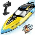 thumbnail image 1 of DEERC Brushless RC Boat, 30+ mph Fast Remote Control Boats with Never Capsize&Low Battery Alarm Function, 2.4GHz Racing Boat with LED Lights for Pool, 1 of 9