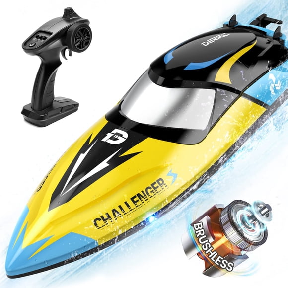 DEERC 16 inch Fast Brushless RC Boat, 30+mph, Self-righting Remote Control Racing Speed Boat, 2.4Ghz Water Toy for Lakes & Pools Summer Toys Gift for Adults, Kids & B