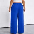 thumbnail image 4 of Plus Size Workout Clothes High Waisted Sweatpants Women Wide Leg Casual Palazzo Pants Work Business Elastic Waist with Drawstring Pants for Lounge Spring & Autumn 2026 Blue XXXL, 4 of 4
