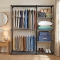 thumbnail image 6 of LEDREM Freestanding Closet Organizer with Shelves , 2 Hanging Rods & 4 Shelves , Portable Wardrobe Rack for Bedroom , Cloakroom , Gray, 6 of 8