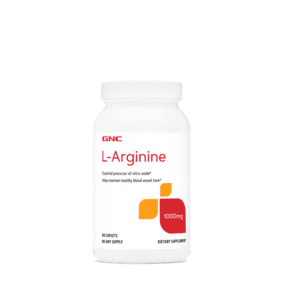 GNC L-Arginine 1000mg, 90 Caplets, Increases Nitric Oxide Production