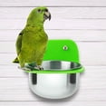 thumbnail image 3 of Comedero portátil de metal para pájaros y mascotas, recipiente para agua y comida (verde), 3 of 9