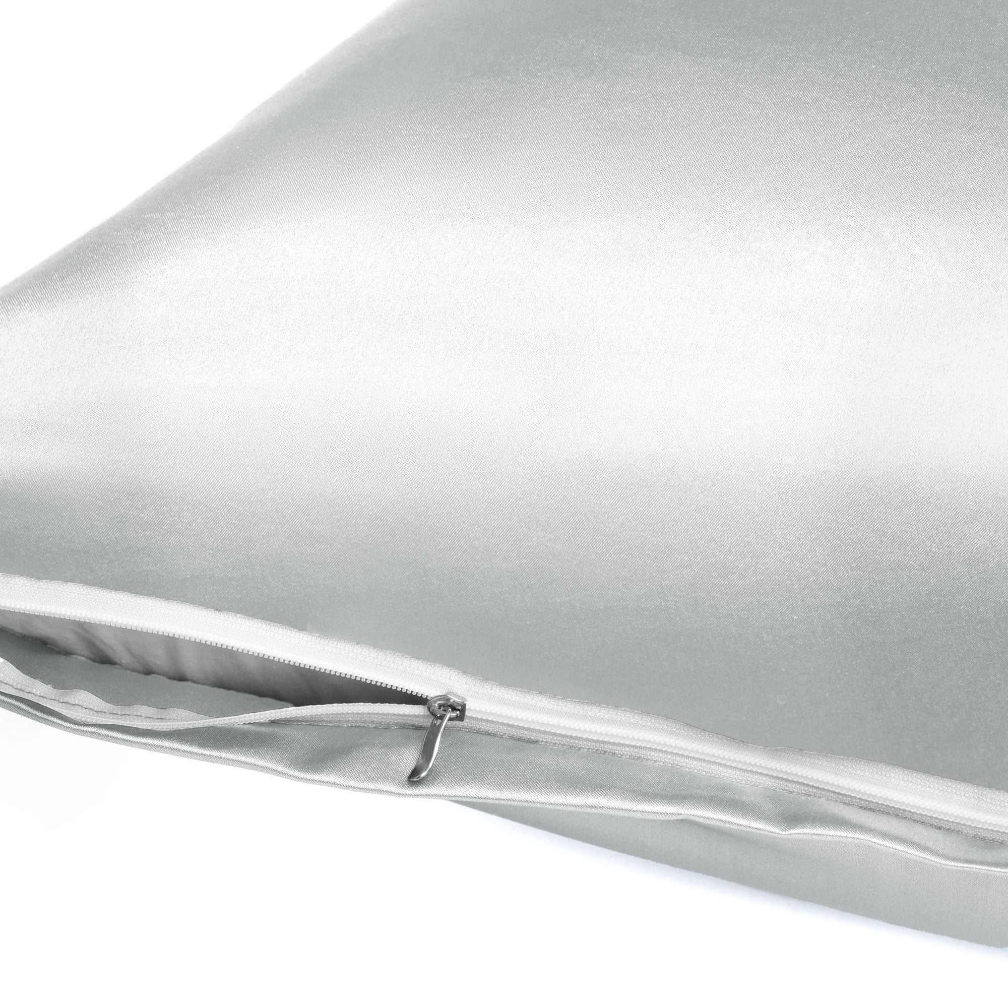 Unique Bargains Zipper Closure 1 PC Satin Body Pillowcases Silver Grey 20"x60"