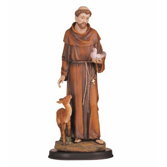 FC Design 5"H Saint Francis with Deer and Dove Statue St. Francis of Assisi Holy Figurine Religious Decoration