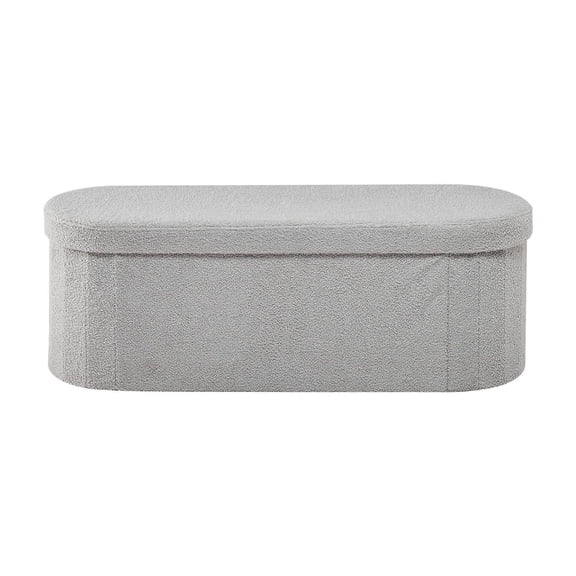 Storage Ottoman Bench, Foldable Teddy Fleece, 660lbs Capacity, End of Bed Bench