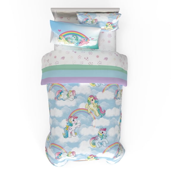 Franco Collectibles My Little Pony Classic Retro Unicorn Rainbow 5-Pc Twin Comforter and Sheet Set with Sham