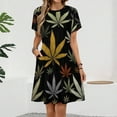 thumbnail image 2 of Weed Multicolored Black Background Dress Fashion Beach Short Sleeve Dresses Female Party Printed Sundress, 2 of 7