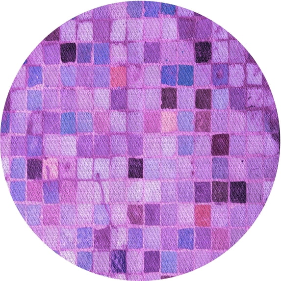 Ahgly Company Machine Washable Indoor Round Transitional Violet Purple Area Rugs, 3' Round