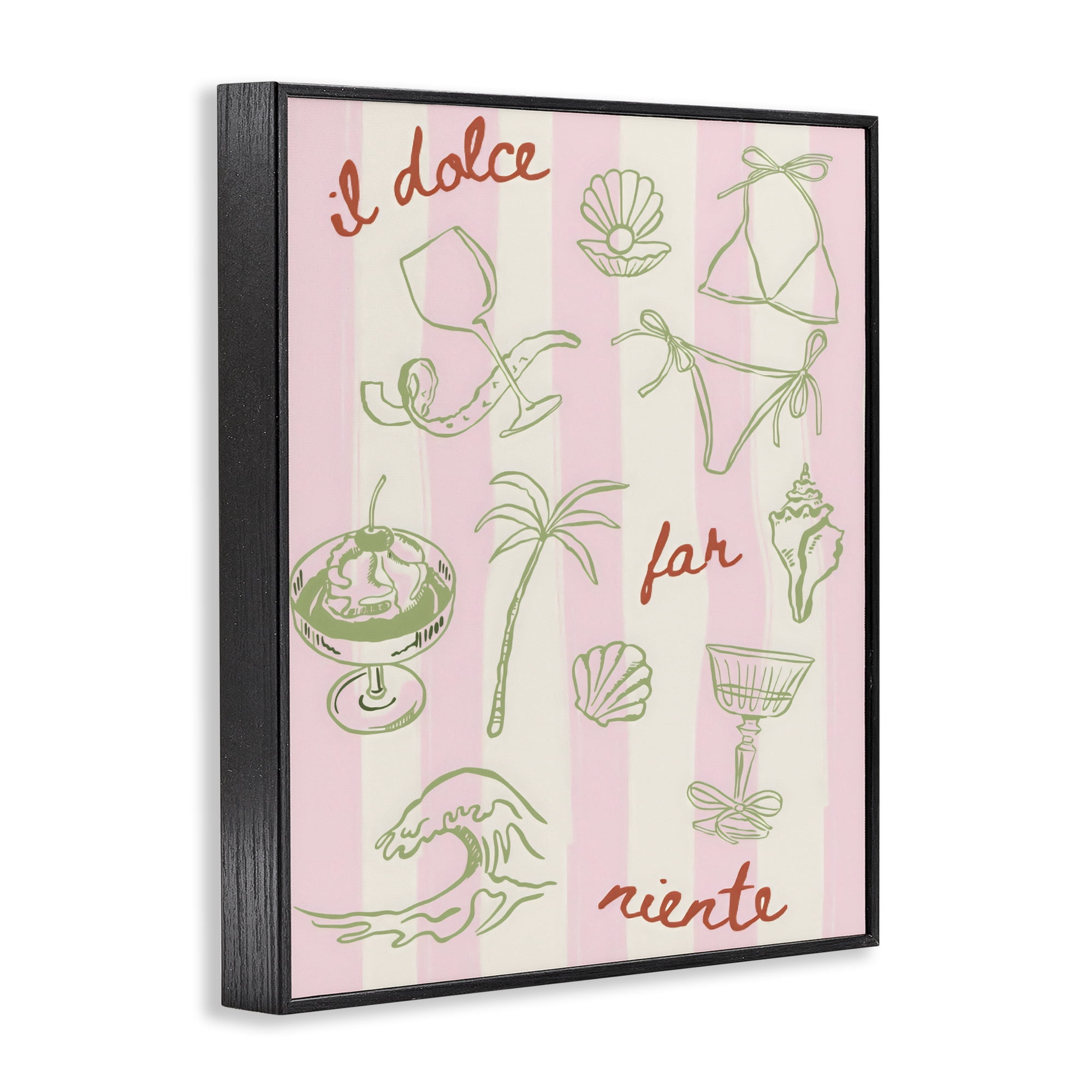 Stupell Industries Il Dolce Far Niente Beach Saying Black Framed Giclee Art, design by The Prints Vibe